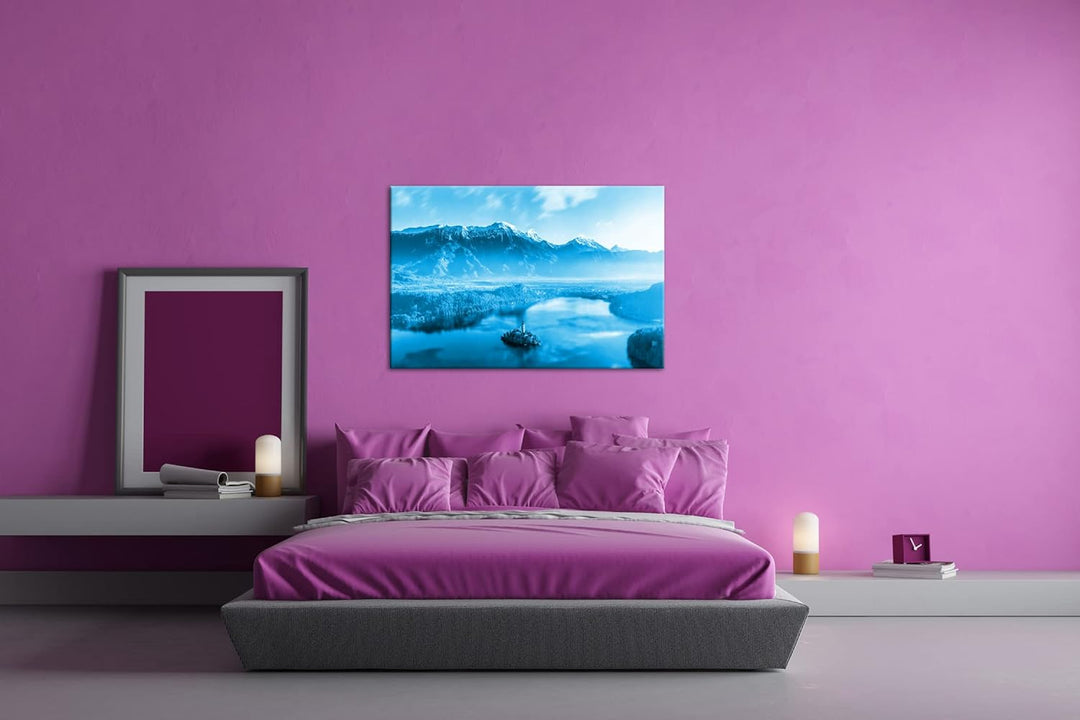 deyoli Bergsee in Slowenien Format: 60x40 Effekt: Monocrome Blau als Leinwand, Motiv fertig gerahmt