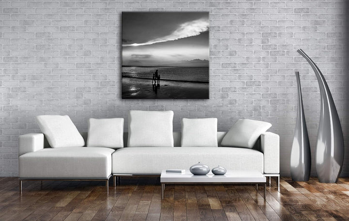 deyoli romantischer Strandspaziergang Format: 60x60 Effekt: Schwarz&Weiss als Leinwandbild, Motiv fe