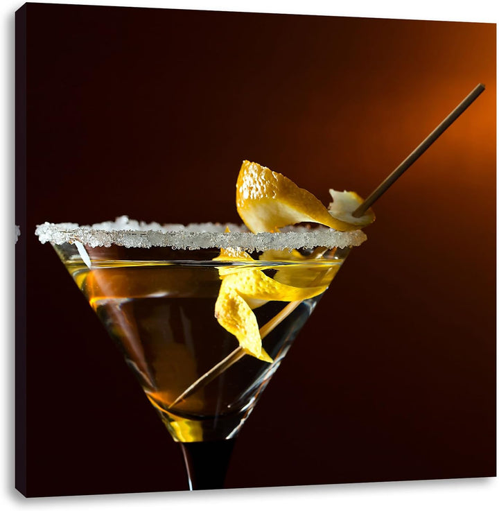 Pixxprint Cocktail Zuckerrand als Leinwandbild/Grösse: 70x70 cm/Wandbild/Kunstdruck/fertig bespannt,