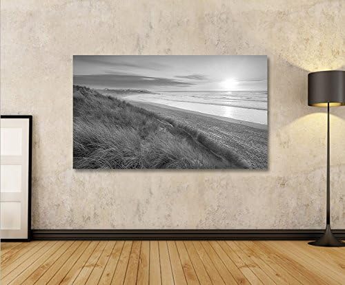 islandburner Bild Bilder auf Leinwand Dünen Schwarz-Weiss Nordseestrand 1p XXL Poster Leinwandbild W