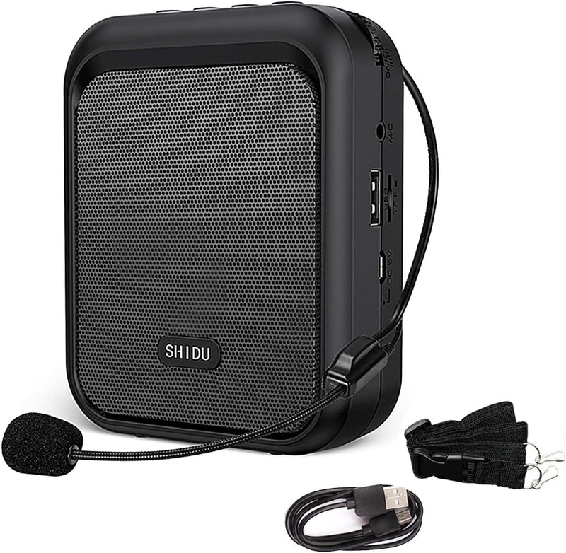 SHIDU Sprachverstärker Tragbarer wiederaufladbarer Bluetooth-Lautsprecher mit kabelgebundenem Mikrof