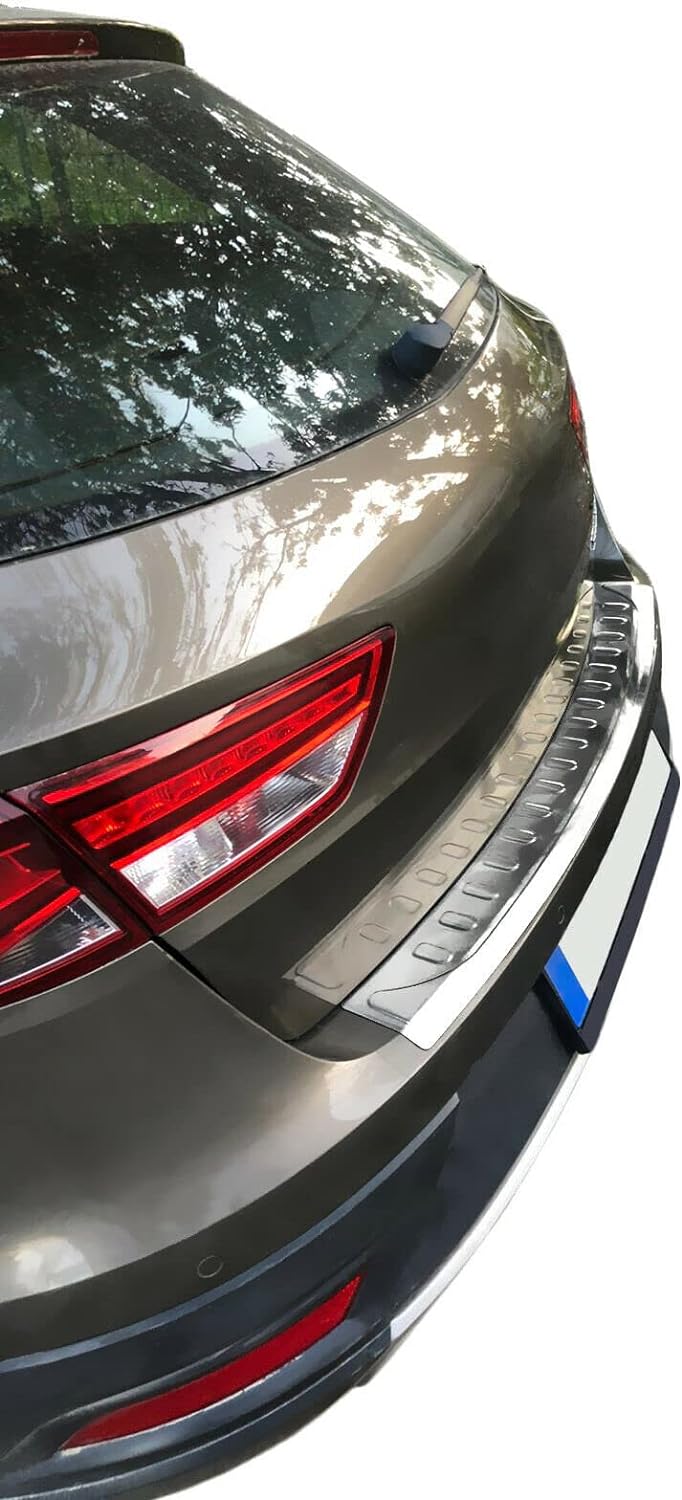Ladekantenschutz Edelstahl CHROM kompatibel für SEAT LEON ST KOMBI | ab 2014 | mit Abkantung | premi