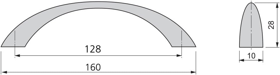 Emuca 9160925 Griffe für Möbelstück, CC 128mm, Zamak, Grau-metallic, 20 Stück Grau-metallic 128 mm 2