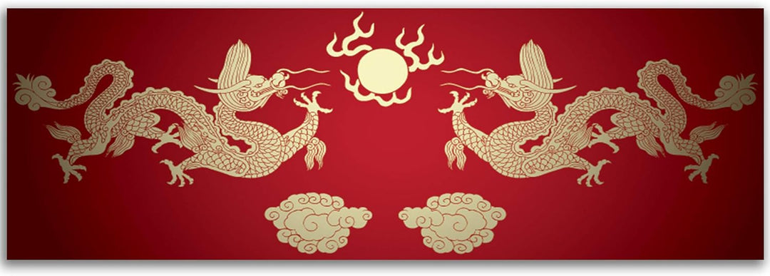 Feeby Frames, Leinwandbild, Bilder, Wand Bild, Wandbilder, Kunstdruck 50x150cm, DRACHEN, KULTUR, MUS