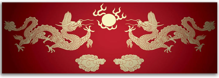 Feeby Frames, Leinwandbild, Bilder, Wand Bild, Wandbilder, Kunstdruck 50x150cm, DRACHEN, KULTUR, MUS