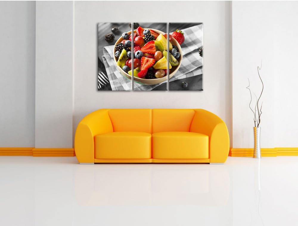 Pixxprint Gesunde Obstvielfalt / 3-Teilig/Gesamtmass 120cm Leinwandbild bespannt auf Holzrahmen/Wand