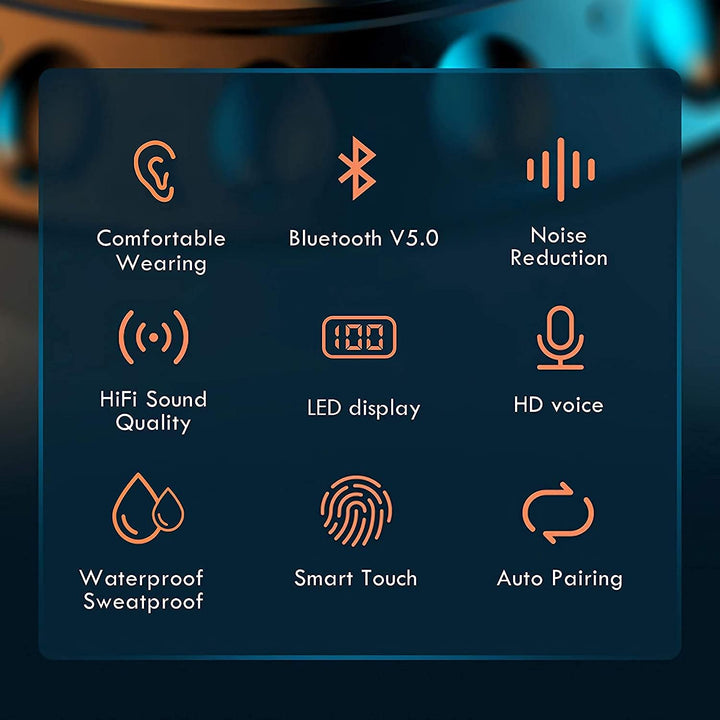 ASDRTB Wireless Earbuds,Bluetooth Earbuds with Mic,Button Control Wireless Headphones,Mini True Wire