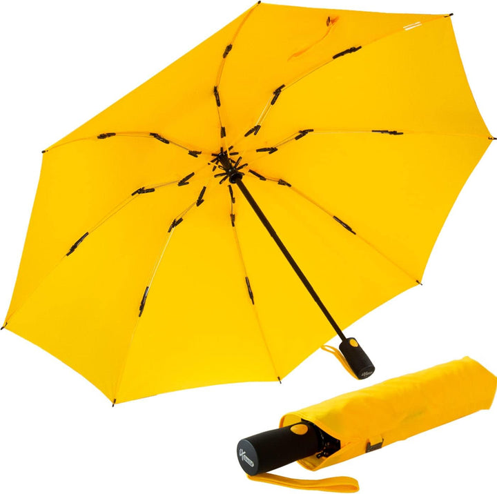 iX-brella Reverse umgekehrt öffnender Fiberglas-Taschenschirm mit farbigen Speichen - gelb, Gelb