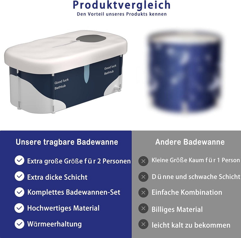 140cm tragbare faltbare Badewanne mit Metallrahmen, grosse Familie Badewanne für Erwachsener, effizi