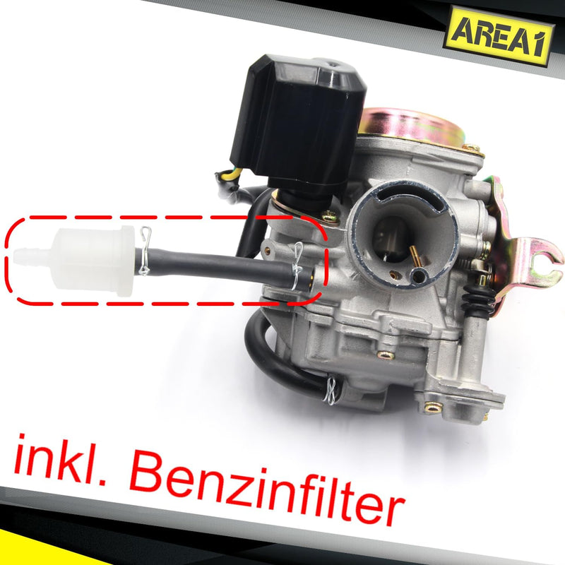 Area1 Ersatz Vergaser 18mm GY6 50ccm China 4Takt Motorroller Kompatibel mit ATU Explorer AGM Baotian