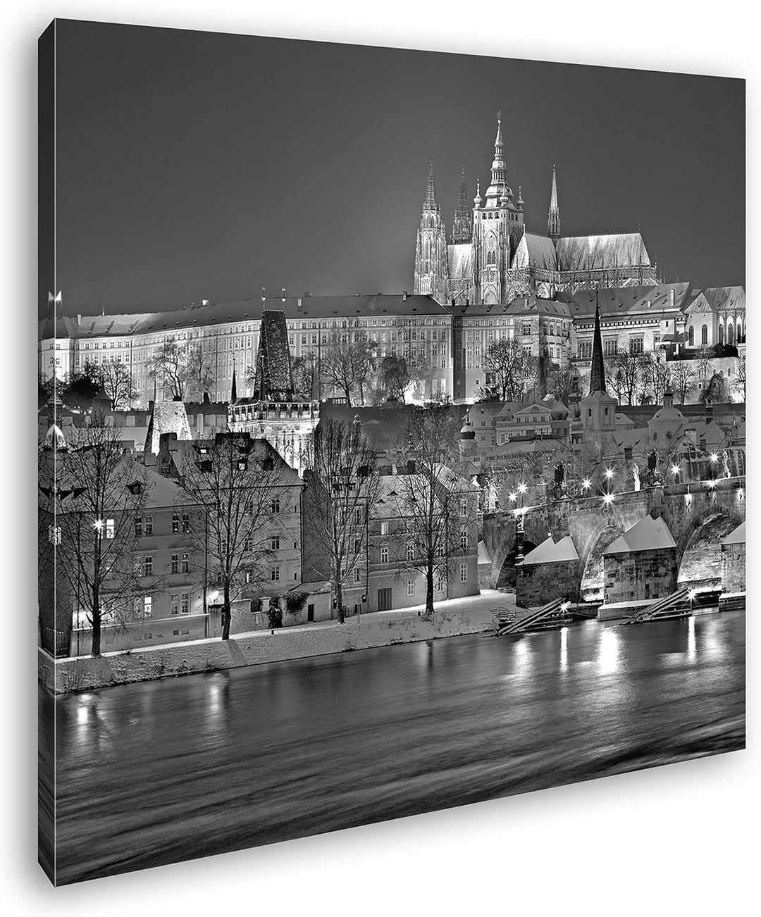 deyoli erhellendes Prag bei Nacht Format: 60x60 Effekt: Schwarz&Weiss als Leinwandbild, Motiv fertig