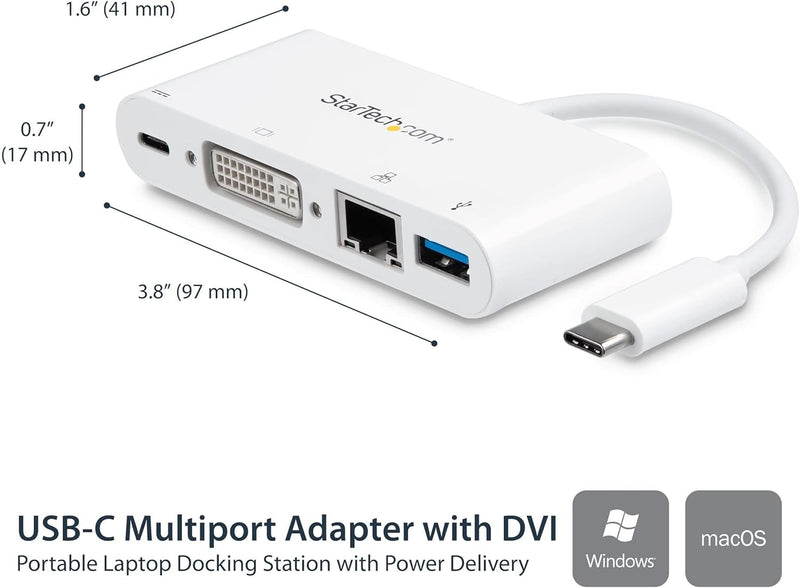 StarTech.com USB-C Multiport Adapter - USB-C auf DVI-D (Digital) Video Adapter mit 60W Power Deliver