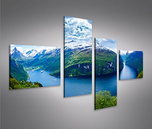 islandburner Bild Bilder auf Leinwand Fjorde V2 Norwegen 4L XXL Poster Leinwandbild Wandbild Dekoart