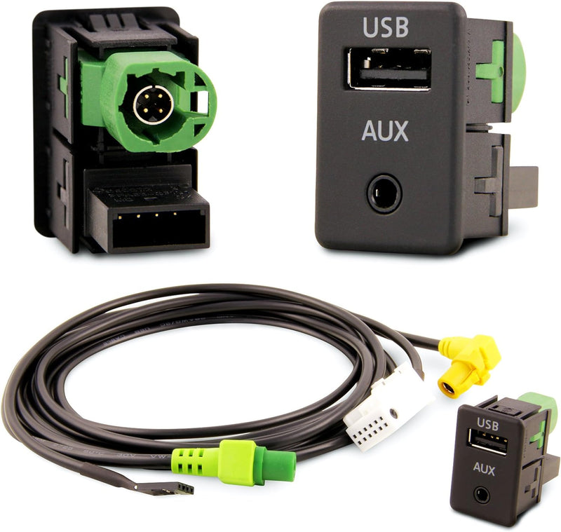 Adapter Universe USB AUX Einbau Stecker Kabel Set Auto Radio kompatibel mit RCD RNS NAV 268MF