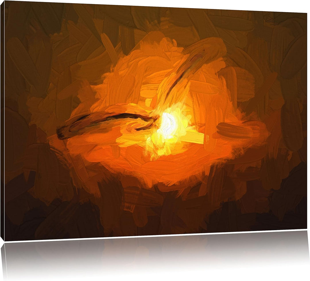 Pixxprint Möwe fliegt in den Sonnenuntergang als Leinwandbild/Grösse: 100x70 cm/Wandbild/Kunstdruck/