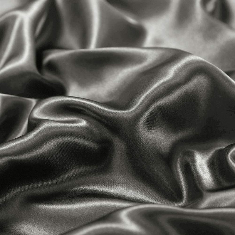 Bettwäsche Set 135x200 Grau Anthrazit Dunkelgrau Satin Glänzend Seide Glatt Glanzsatin Uni Bettwäsch