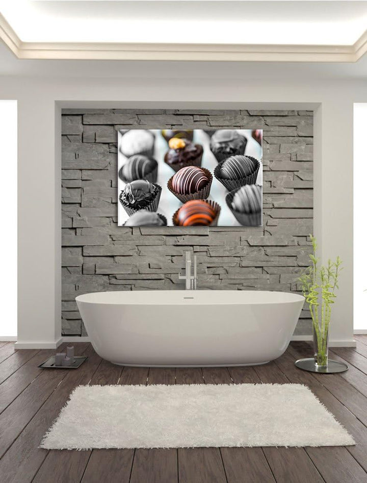 Bezaubernde Pralinen schwarz/weiss Format: 100x70 cm auf Leinwand, XXL riesige Bilder fertig gerahmt