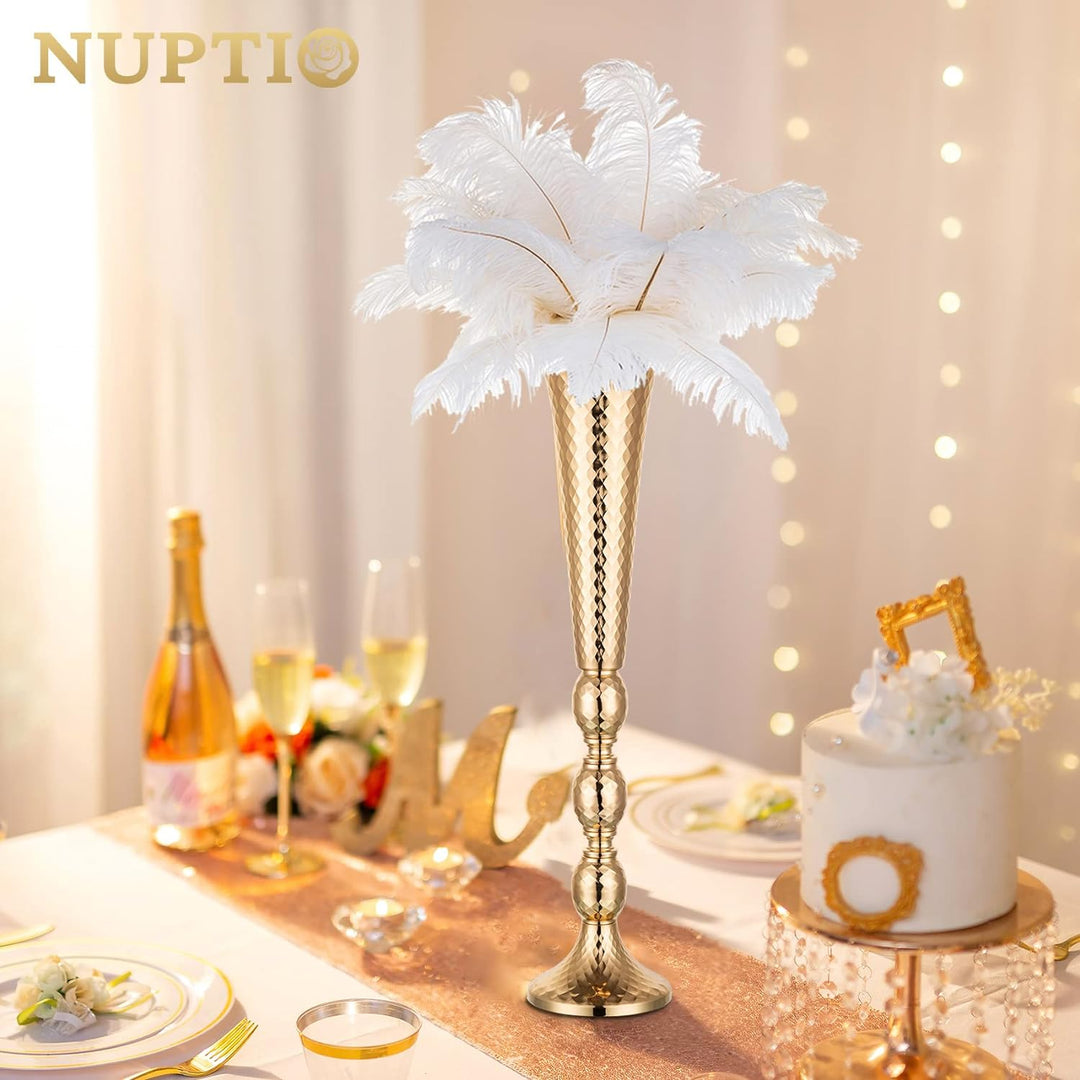 NUPTIO 2 Stück Mittelstücke für Hochzeitstisch, 61cm Hohe Metalltrompetenvase, Blumenvasen für Party