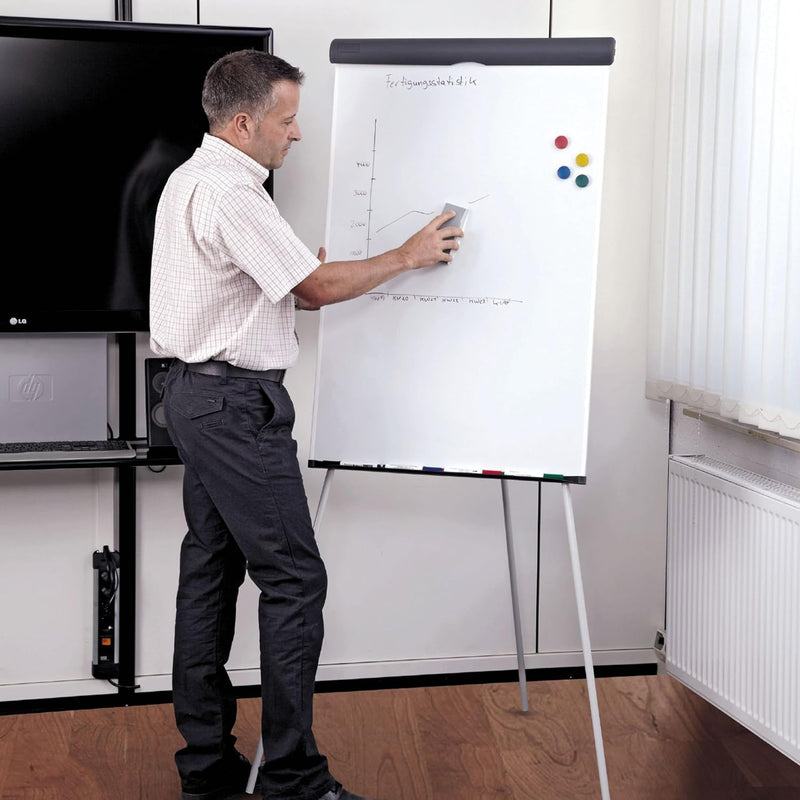 Maul Flipchart MAULstandard 66x97 cm | Stabile Magnettafel mit Dreibein Gestell | Stufenlos höhenver