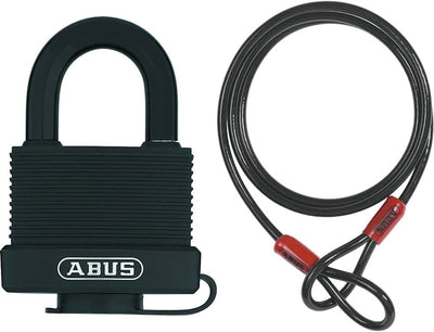 ABUS Vorhängeschloss Messing 70/45 - wetterfest - ABUS-Sicherheitslevel 5 & Schlaufenkabel Cobra 10