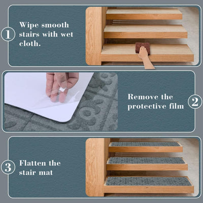 Arthome Teppich Treppenstufen Anti Rutsch Treppenteppich Teppiche 15 packen 20x76cm für Holztreppen,