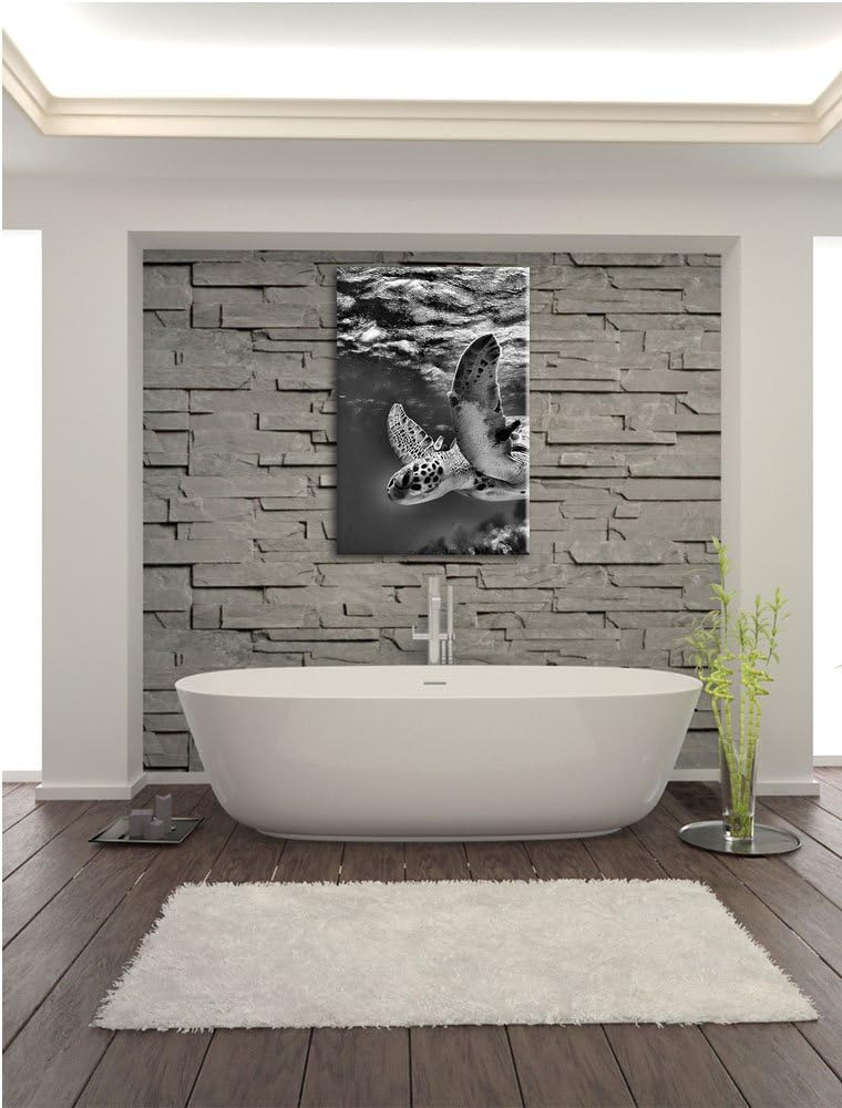 Pixxprint Schildkröte im Riff als Leinwandbild/Grösse: 100x70 cm/Wandbild/Kunstdruck/fertig bespannt