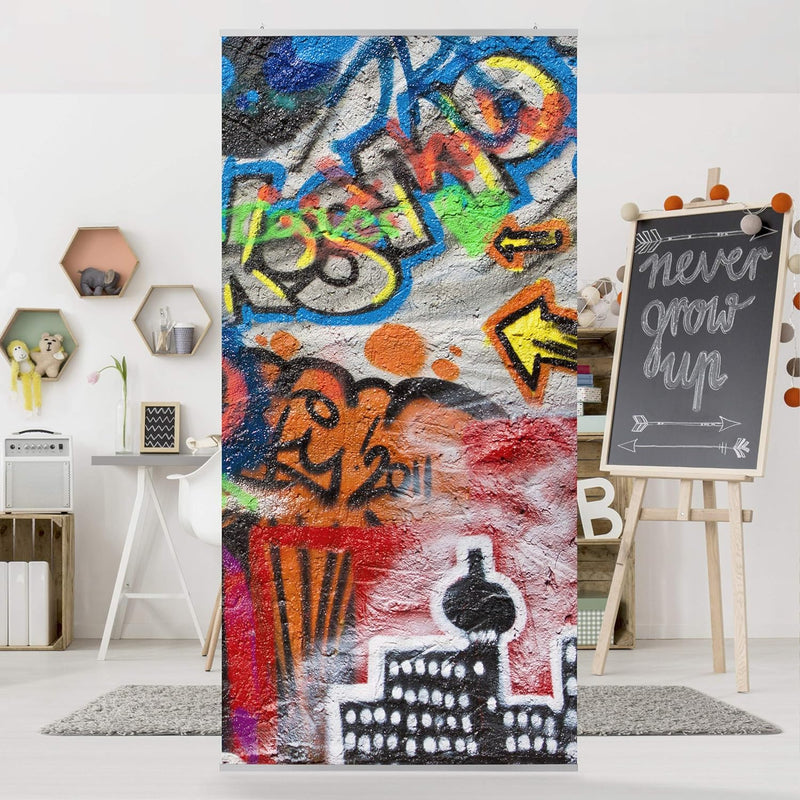 Raumteiler Kinderzimmer Urban Graffiti 250x120cm ohne Halterung 250x120cm without hanger, 250x120cm