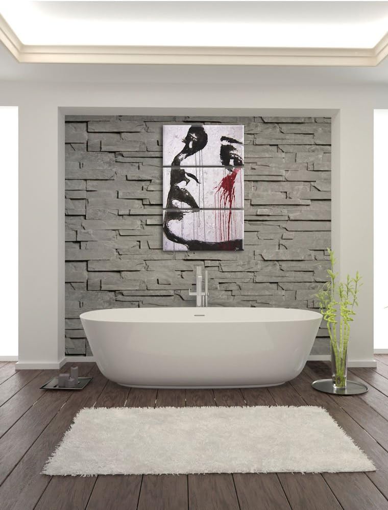 Pixxprint Abstrakt Frau Malerei Effekt 3-Teiler Leinwandbild 120x80 Bild auf Leinwand