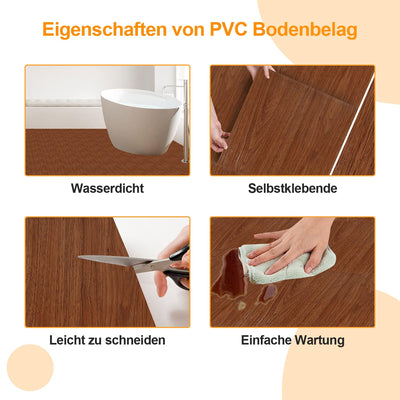Herrselsam PVC Bodenbelag Selbstklebend, Vinylboden Wasserfest Rutschfest Vinyl Laminat Rutschfeste