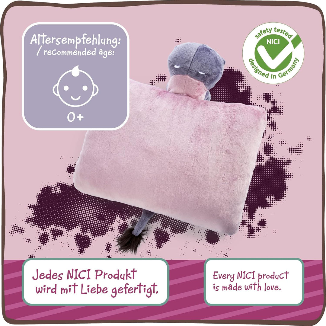 NICI 47983 Kuscheltierkissen Nilpferd DJ Nilbert 40x30cm – 2 in 1: Nachhaltiges Kuscheltier & Kusche