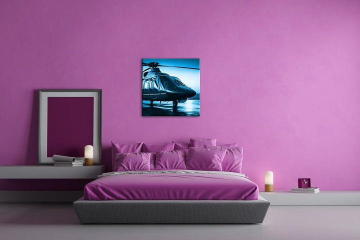 Notrufsignal über dem Meer im Format: 70x70 Effekt: Zeichnung als Leinwandbild, Motiv auf Echtholzra