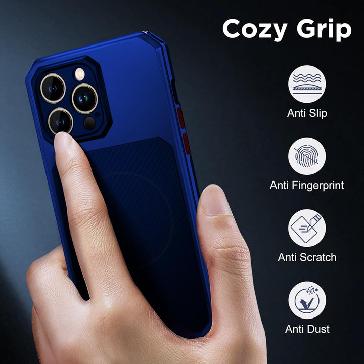 WIFORT Magnetisch Metall Hülle für iPhone 14 Pro Kompatibel mit MagSafe, mit 2 Stück Schutzglas, Mil