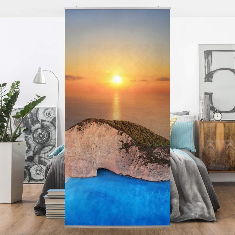 Bilderwelten Raumteiler Sonnenuntergang über Zakynathos 250x120cm ohne Halterung, ohne Halterung