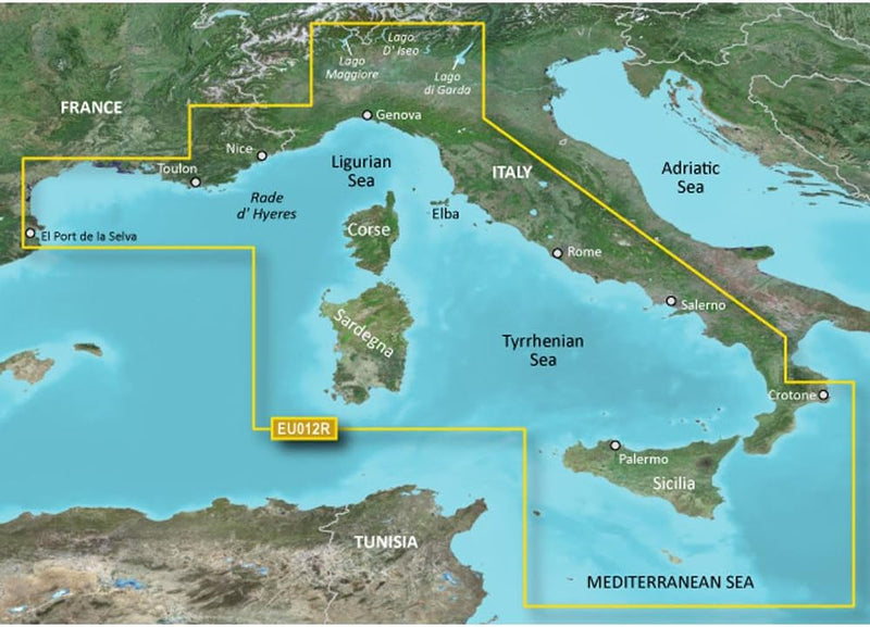 Garmin BlueChart VEU012R, Seeregion Westküste Italien