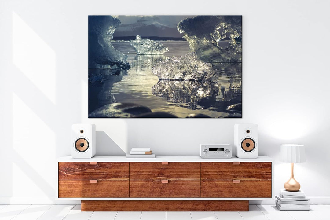 deyoli Antarktisches Eis Format: 80x60 als Leinwand, Motiv fertig gerahmt auf Echtholzrahmen, Hochwe