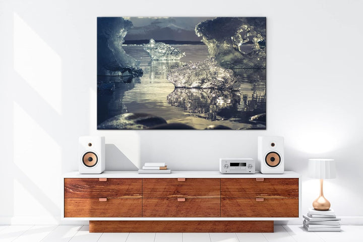deyoli Antarktisches Eis Format: 80x60 als Leinwand, Motiv fertig gerahmt auf Echtholzrahmen, Hochwe