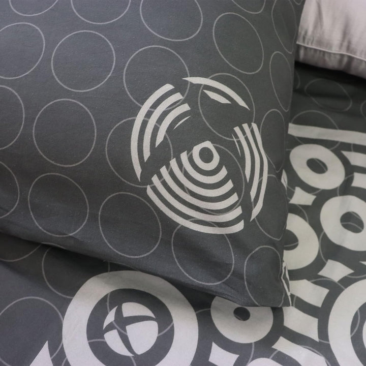 CTI Bettwäsche aus 100% Baumwolle, für Xbox Power Schwarz / Grau 140X200 Cm + 63X63 Cm, Schwarz / Gr