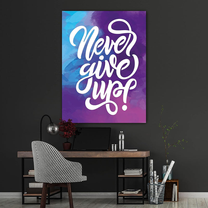 wandmotiv24 Deko Acrylglas Wand-Bild, Grösse 120x90cm, Hochformat, Never give up, Pastell-Farben, Bi