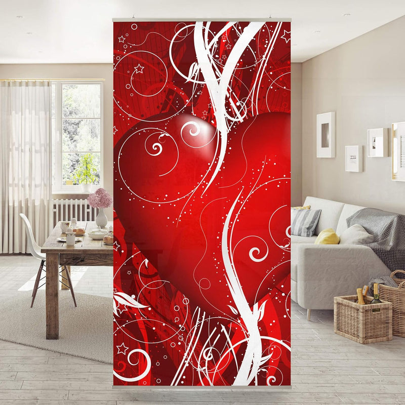 Bilderwelten Raumteiler Floral Heart 250x120cm inkl. transparenter Halterung 250x120cm incl. transpa