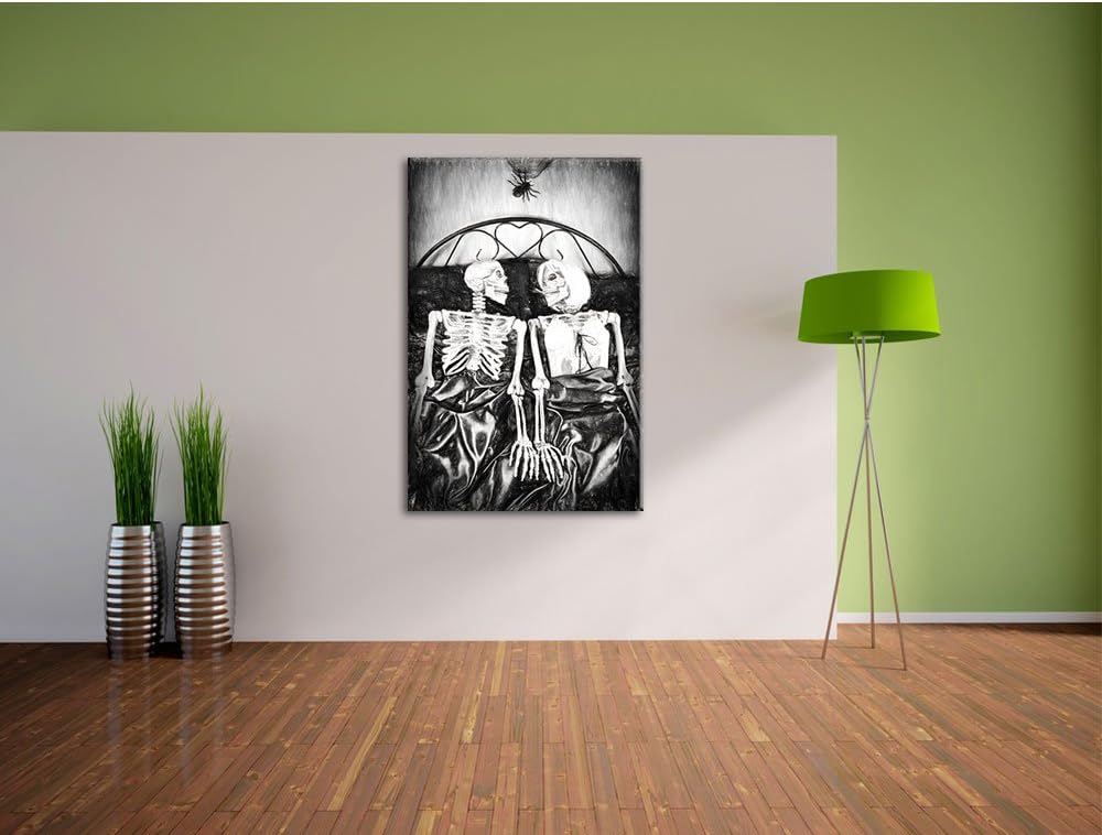 Horror Paar Kohle Effekt, Format: 100x70 auf Leinwand, XXL riesige Bilder fertig gerahmt mit Keilrah