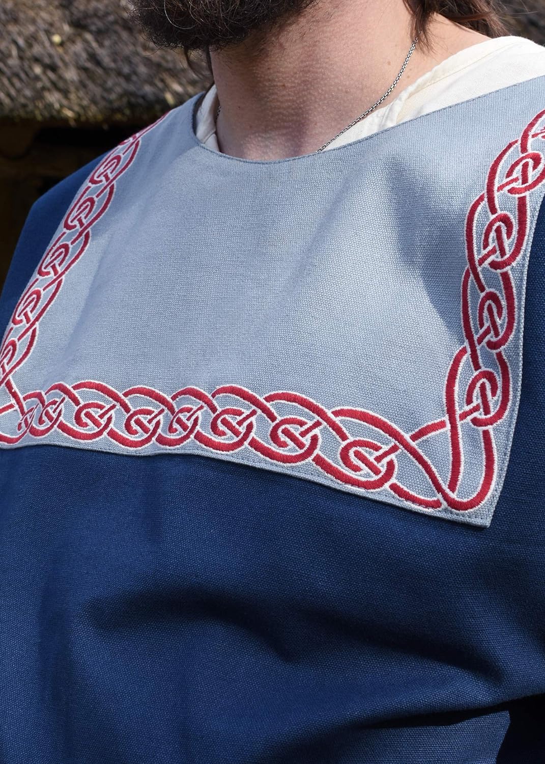 Battle-Merchant Wikinger Tunika mit Stickerei S-XXL - Herren Langarm Männer Mittelalter LARP Kostüm