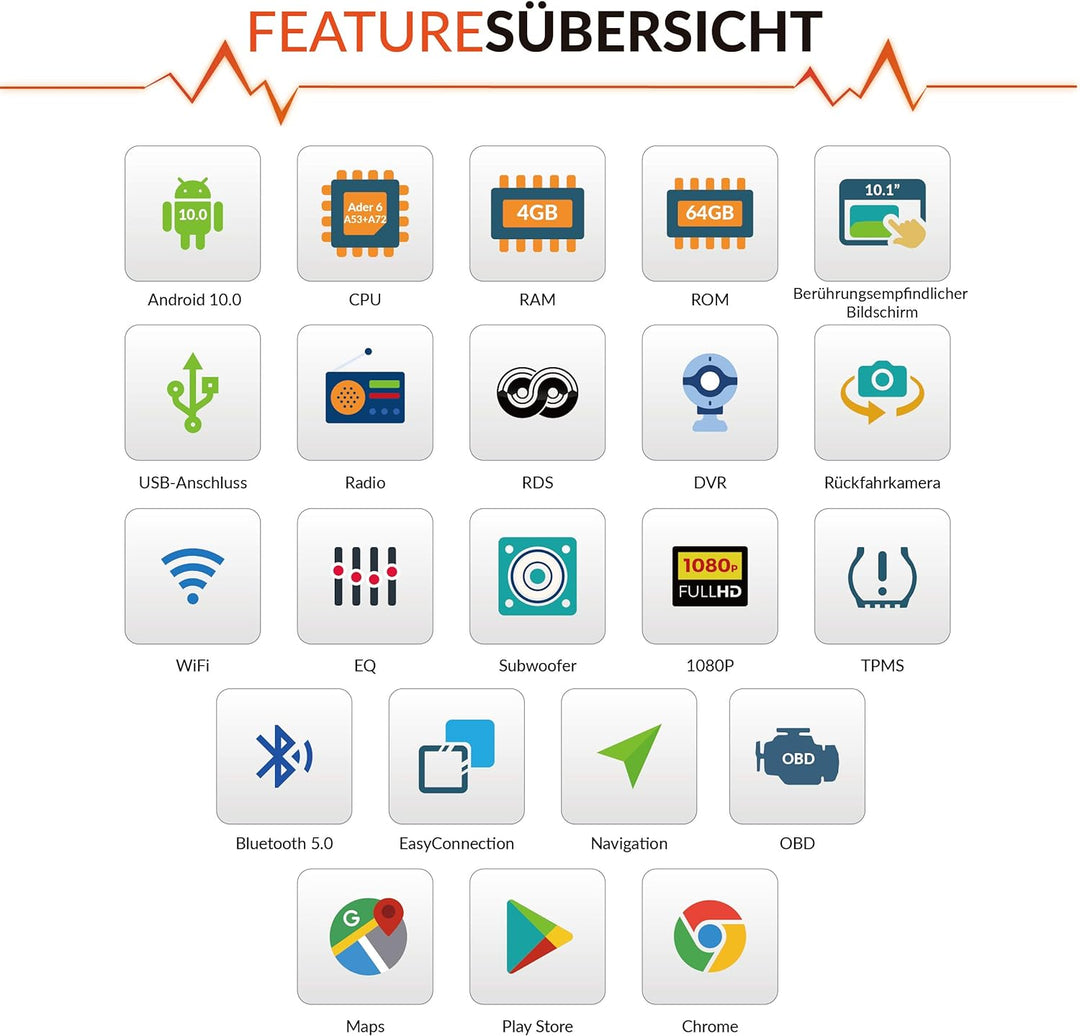 Amaseaudio Android 10 Autoradio, DSP+, 10.1" 90 gedreht Touchscreen, 2 Din für Universal, DSP+, Unte