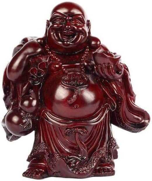 Lachineuse - Traditionelle lachende Buddha-Statue, 18 cm, Farbe: Rot, Feng Shui-Dekoration, chinesis