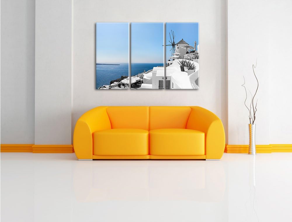 Pixxprint Club Kalimera Kriti in Kreta / 3-Teilig/Gesamtmass 120cm Leinwandbild bespannt auf Holzrah