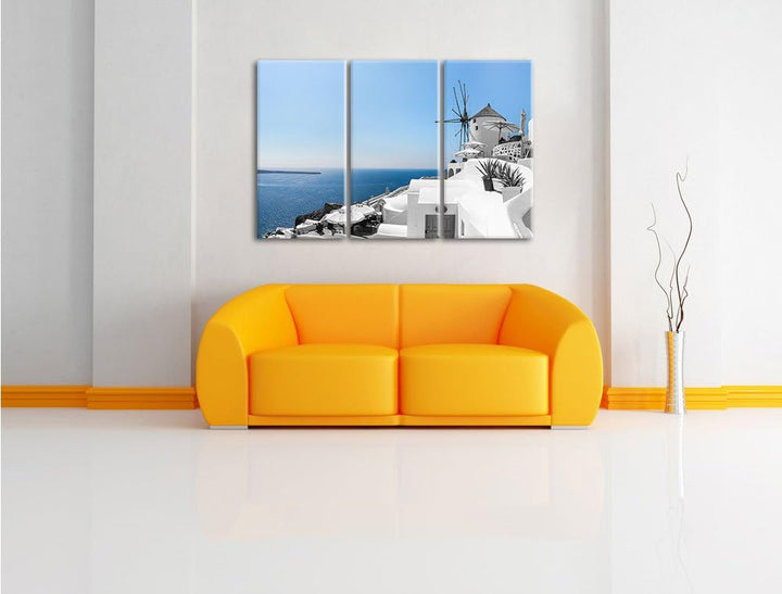 Pixxprint Club Kalimera Kriti in Kreta / 3-Teilig/Gesamtmass 120cm Leinwandbild bespannt auf Holzrah