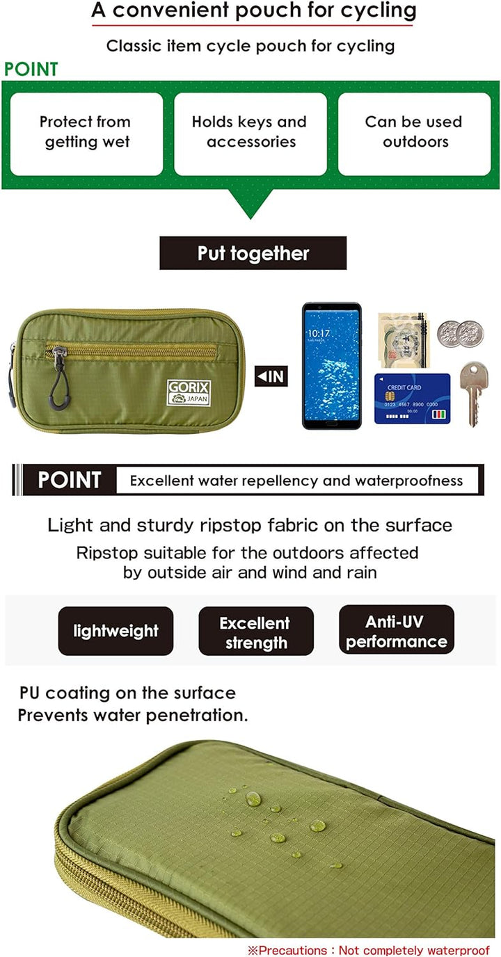 GORIX Cycle Wallet Pouch Bag wasserdichte Handytasche Rennrad MTB Fahrrad (BKPO(Global Edition)) (Gr