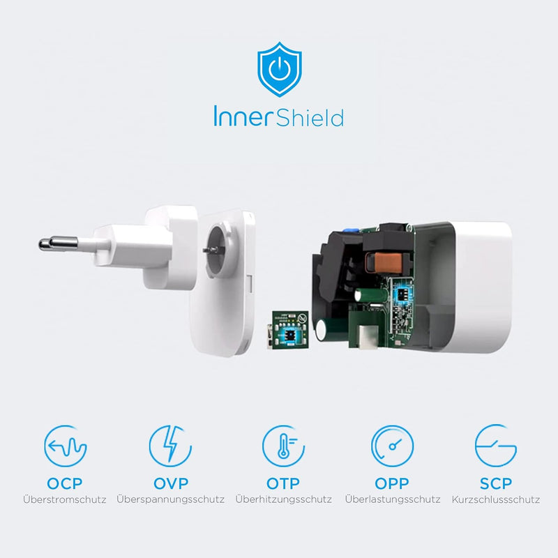 Innergie 45H 45W USB C+A Universal Ladegerät PD3.0(PPS) QC 4.0 Schnellladung Netzteil für Laptop und