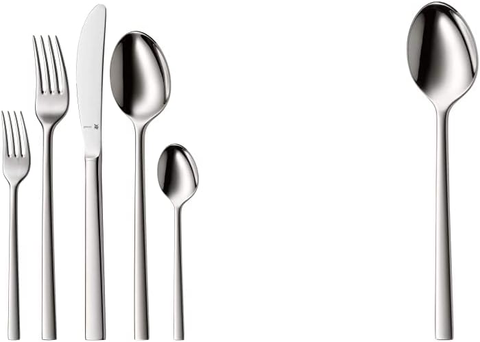 WMF Sonic Edelstahl Besteck Set 6 Personen, 30 teilig & Sonic Kaffeelöffel, Teelöffel 13,4 cm, Croma