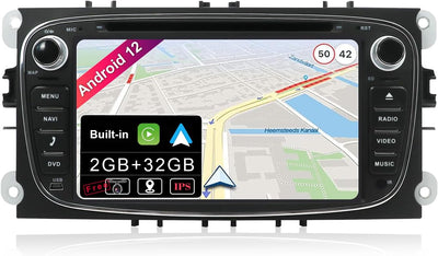 JOYX Android 12 Autoradio Passt für Ford Focus/Mondeo/S-Max/C-Max/Galaxy Navigation - GPS 2 Din - Ca