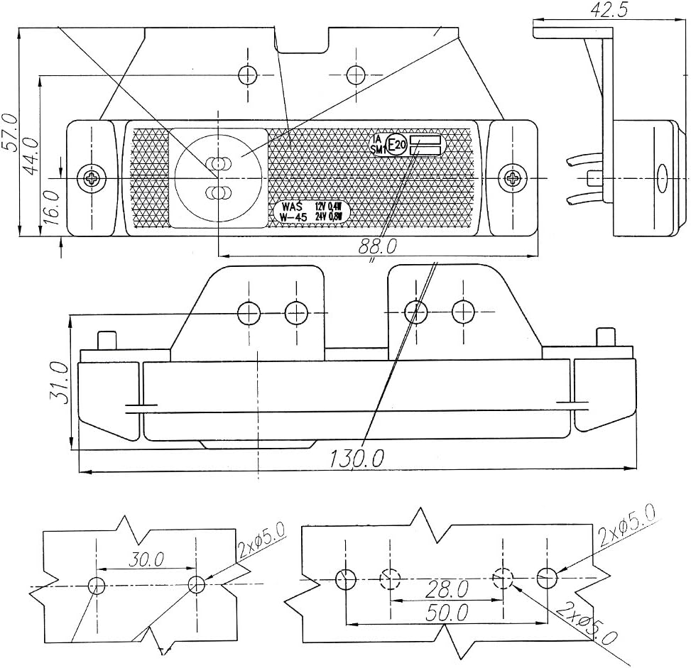 LED-MARTIN® 6er Sparset SU5 Umrissleuchte - inkl. Halter - gelb/orange - zugelassen für den Strassen